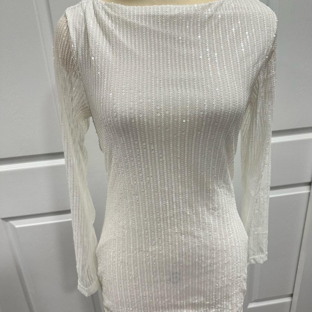 Elegant White Sequin Dress